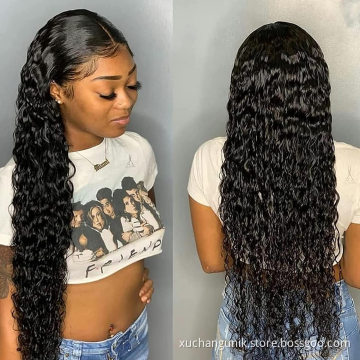 Uniky Unprocessed Brazilian Human Hair HD Full Lace Wig Vendors Water Wave Cuticle Aligned 100% Virgin Hair Wigs For Black Women
